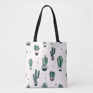 Decorative Cacti Succulents Seamless Pattern Tote Bag