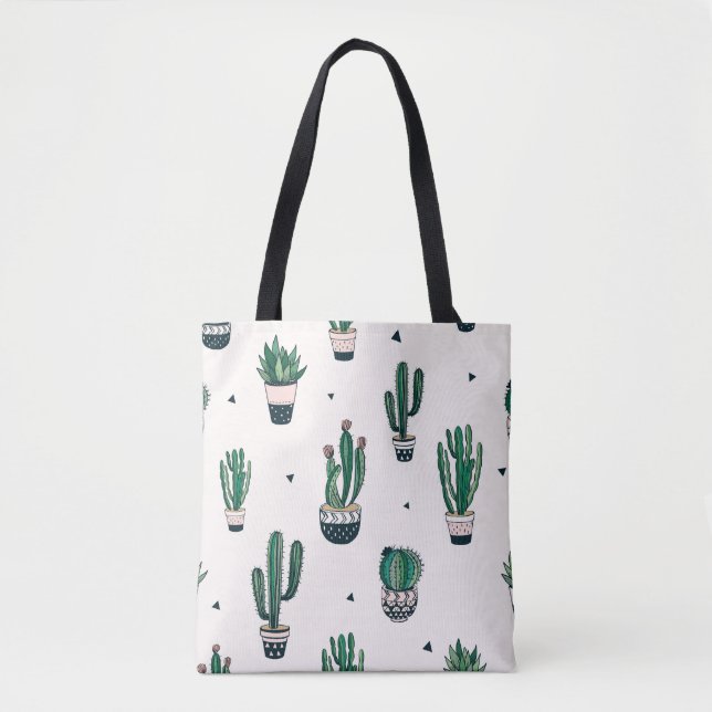 Decorative Cacti Succulents Seamless Pattern Tote Bag (Front)