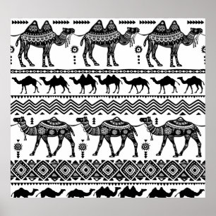Decorative Camels Seamless Pattern Design Poster