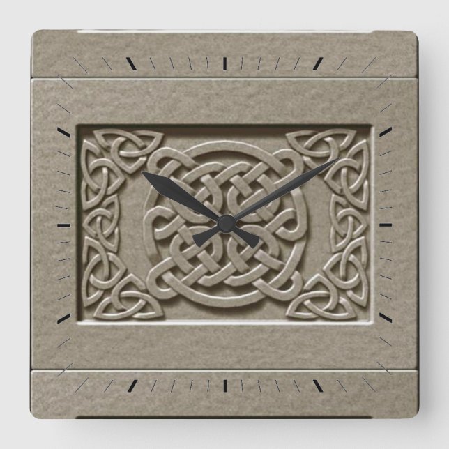 Decorative Carved Stone Celtic Knots Wall Clock (Front)