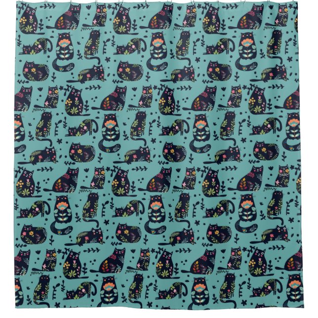 Decorative Cats Shower Curtain (Front)