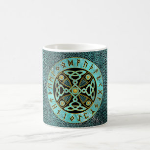 Decorative Celtic Cross  - and Runes alphabet Coffee Mug