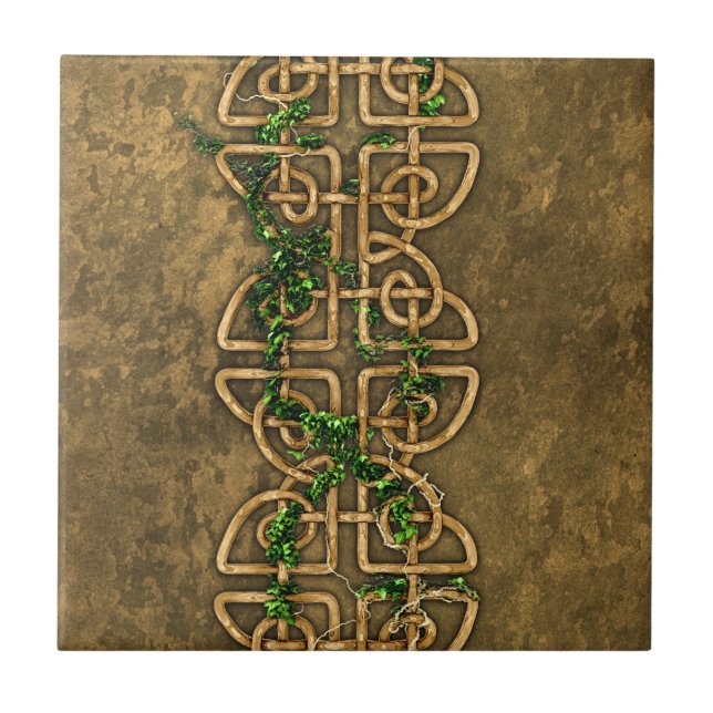 Decorative Celtic Knots With Ivy Ceramic Tile (Front)