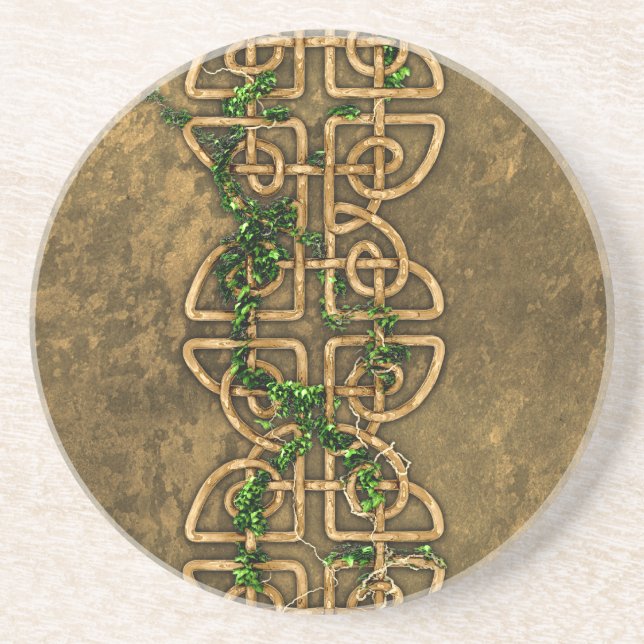 Decorative Celtic Knots With Ivy Coaster (Front)