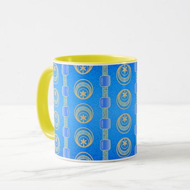 Decorative Cerulean Blue Pattern Mug (Front Left)