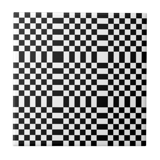 Decorative Chequerboard Based Geometry Ceramic Tile (Front)