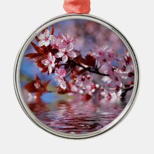 Decorative cherry tree blossoms metal ornament