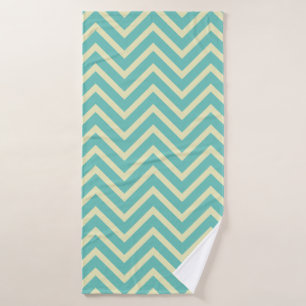 Decorative Chevron Pattern Light Teal And Cream Bath Towel