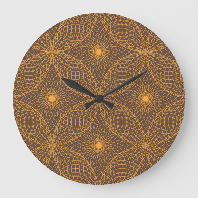 Decorative, chic, abstract mandala style pattern large clock (Front)