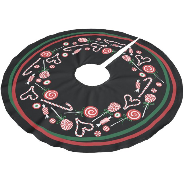Decorative Christmas Candies And Candy Canes Brushed Polyester Tree Skirt (Angled)