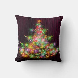 Decorative Christmas Gold Glitter Tree Black Cushion
