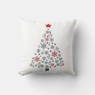 Decorative Christmas Gold Glitter Tree Black Throw Cushion