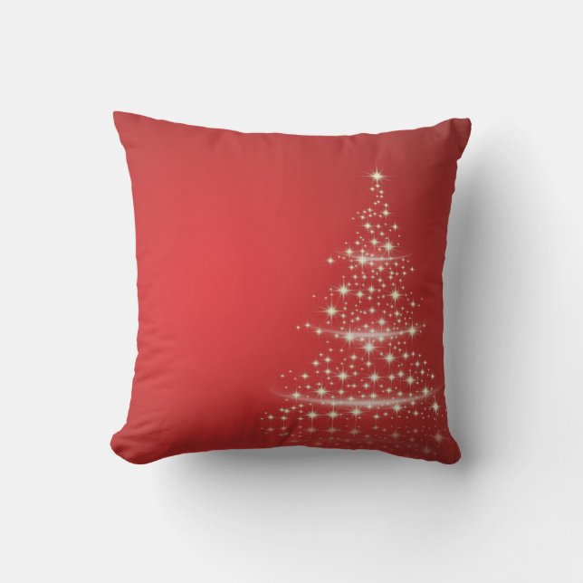 Decorative Christmas Gold Glitter Tree Red Cushion (Front)