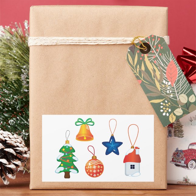 Decorative Christmas Ornaments Rectangular Sticker (Creator Uploaded)