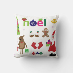Decorative Christmas Santa Claus bells snowflakes Cushion