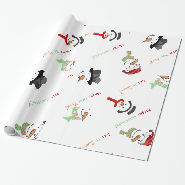 Decorative Christmas Santa Cluas Elegant in White Wrapping Paper (Unrolled)