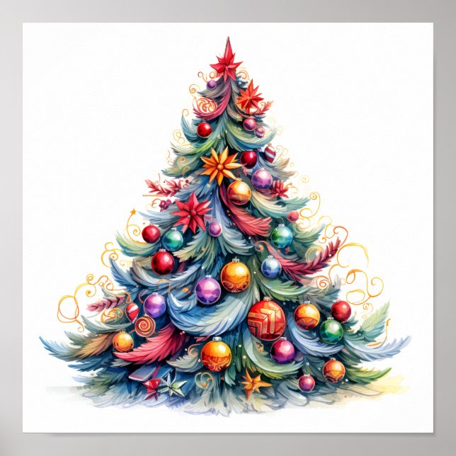 Decorative Christmas sketch tree poster (Front)