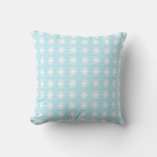 Decorative Christmas Snowflake background Blue Cushion (Front)
