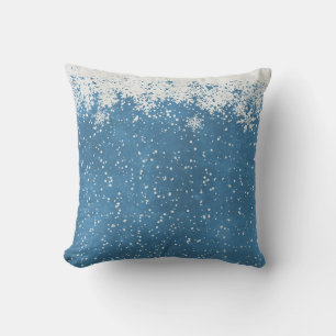Decorative Christmas Snowflake background Blue Thr Cushion