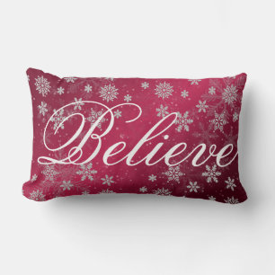 Decorative Christmas Snowflake Believe Holiday Lumbar Cushion