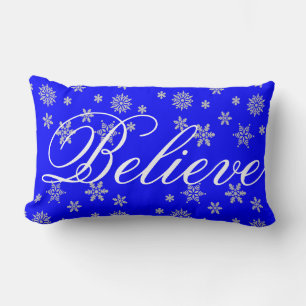 Decorative Christmas Snowflake Believe Holiday Lumbar Cushion
