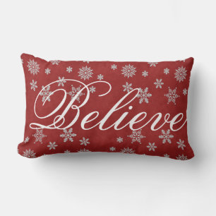 Decorative Christmas Snowflake Believe Holiday Lumbar Cushion