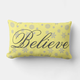 Decorative Christmas Snowflake Believe Holiday Lumbar Cushion