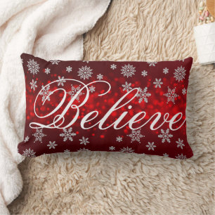 Decorative Christmas Snowflake Believe Holiday Lumbar Cushion