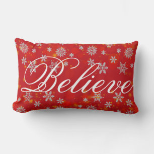 Decorative Christmas Snowflake Believe Holiday Lumbar Cushion