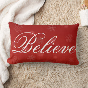 Decorative Christmas Snowflake Believe Holiday Lumbar Cushion