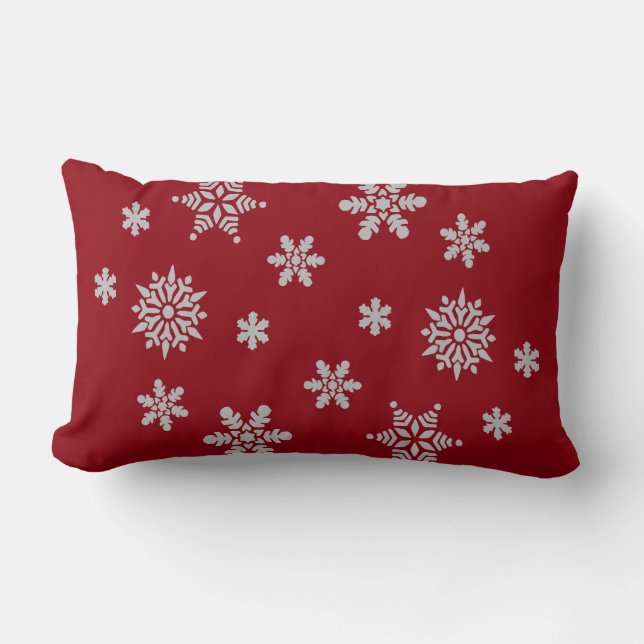 Decorative Christmas Snowflake Believe Holiday Lumbar Cushion (Front)