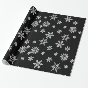 Decorative Christmas Snowflake Crystal in Black Wrapping Paper