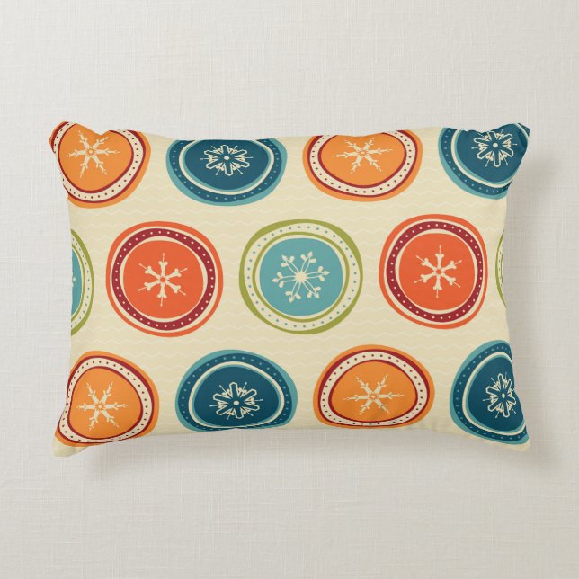 Decorative Christmas Snowflakes & Colourful Cushion (Front)
