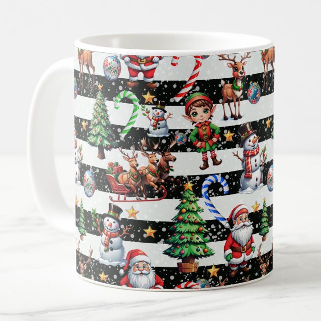 Decorative Christmas Stripes Pattern Design Coffee Mug (Creator Uploaded)