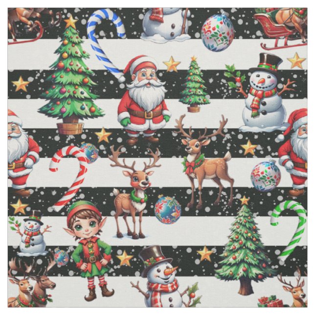 Decorative Christmas Stripes Pattern Design Fabric (Swatch)
