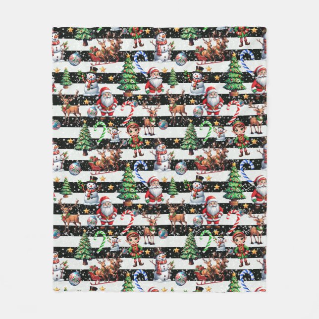 Decorative Christmas Stripes Pattern Design Fleece Blanket (Front)