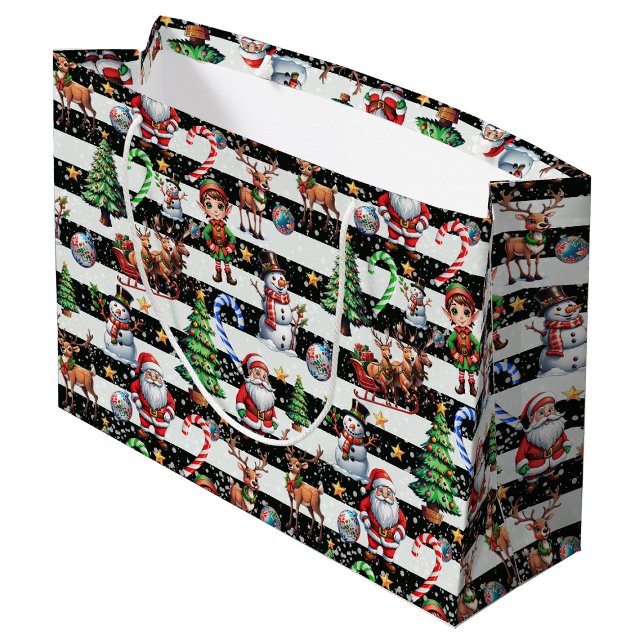 Decorative Christmas Stripes Pattern Design Large Gift Bag (Creator Uploaded)