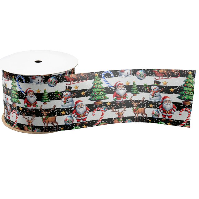 Decorative Christmas Stripes Pattern Design Satin Ribbon (Creator Uploaded)