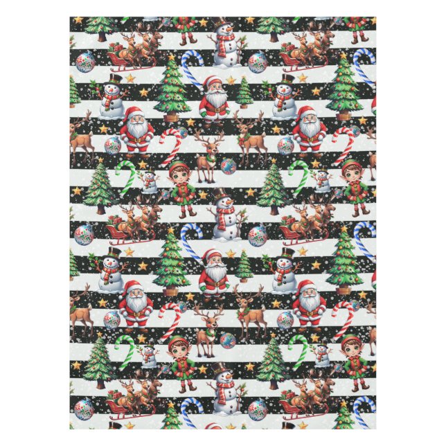 Decorative Christmas Stripes Pattern Design Tablecloth (Front)