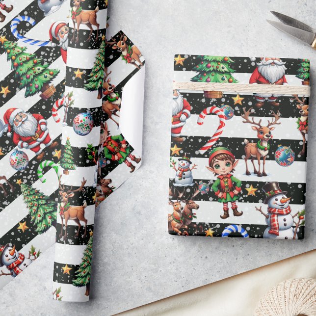 Decorative Christmas Stripes Pattern Design Wrapping Paper (Creator Uploaded)