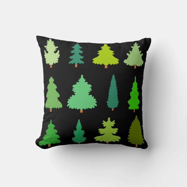 Decorative Christmas Tree Black Cushion (Front)