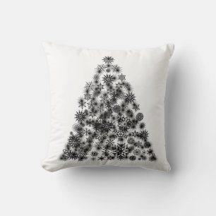 Decorative Christmas Tree White Black Sparkle Cushion