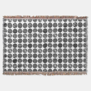Decorative Circles - Black and White Throw Blanket