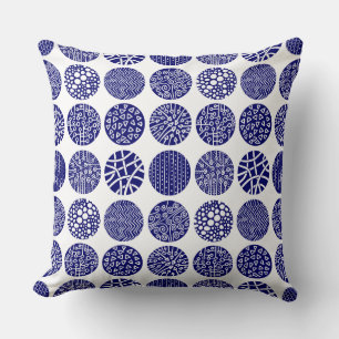 Decorative Circles - Deep Navy and White Cushion