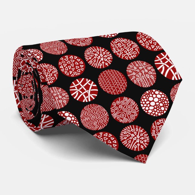 Decorative Circles - Ruby Red and Black Tie (Rolled)