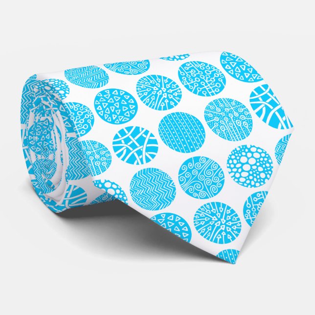 Decorative Circles - Sky Blue and White Tie (Rolled)