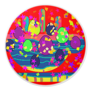 Decorative Coffee And Eggs Ceramic Drawer Pull