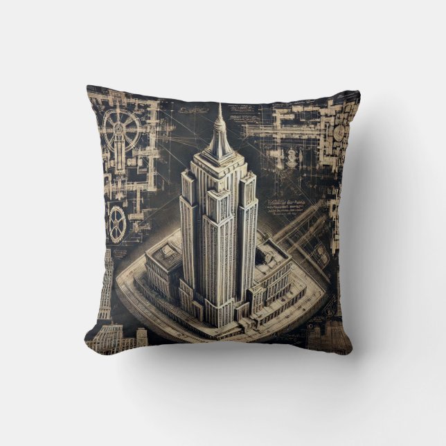 Decorative Cojin - Empire State Buildin Sketch Cushion (Front)