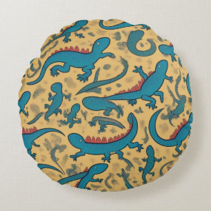 Decorative Cojin with Lagartijas Design Round Cushion
