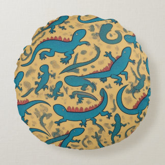 Decorative Cojin with Lagartijas Design Round Cushion